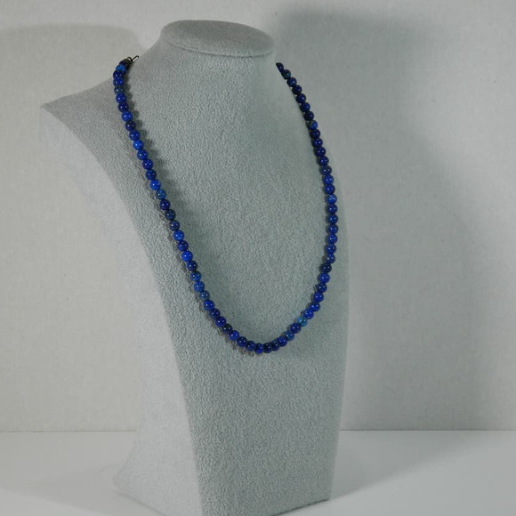 Vintage Jay King Mine Finds Blue Gemstone Round Bead Necklace 925 - Picture 9 of 9